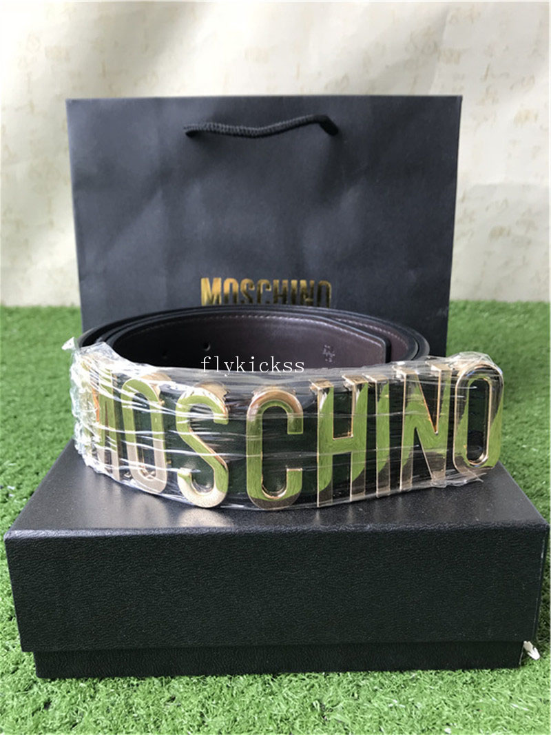 Moschino Brand Belt Black Leather